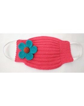 Happy Threads Handmade Crochet Cotton Masks with Floral Motifs- Red Happy Threads Handmade Crochet Cotton Masks with Floral Motifs- Red